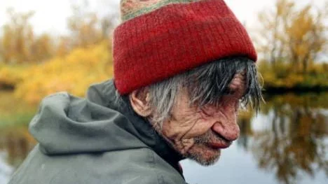 Bröderna Wiertotak levde av renskötsel och vistades mest utomhus. Ivar avled några år efter Andreas Sarris fotodokumentation. Bilden finns i boken och togs på utställningen vid Piteå museum 2002.
