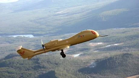 FÖRARLÖST. UAV Sky-Y från italienska företaget Alenia Aeronautica under provflygning i Vidsel.