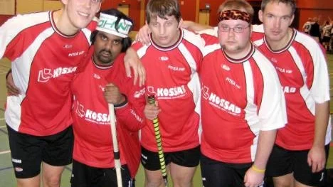 Målfarliga grabbar i Piteå HIF:s förstalag i innebandy, från vänster: Rickard Bellander, David Lilja, Sebastian Hällström, Dan Bäckström och Anders Holmgren. Piteå 1 vann, som vanligt, alla matcher i sereisammandragningen i Hortlax sporthall.