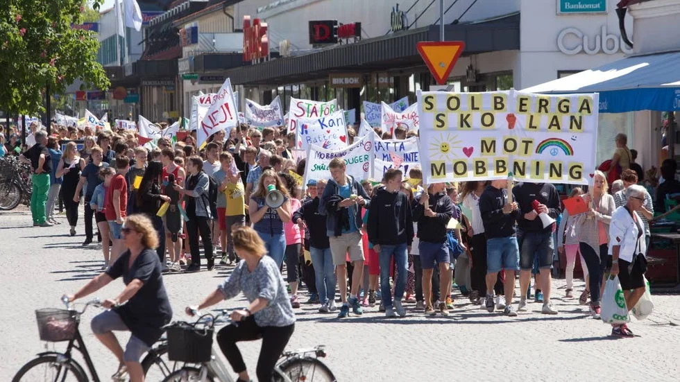 Solbergaskolans elever marscherade mot mobbning