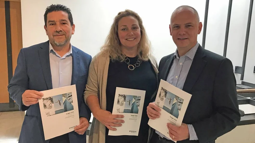 Marco Venegas (MP), Martina Hallström (C) och Urban Granström (S) presenterade förslag till budget 2020.