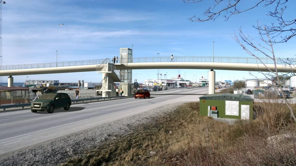 Skiss över den framtida premanenta bron