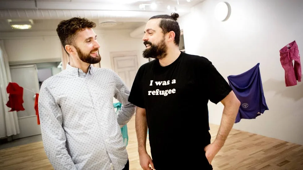 Cihan Arikan och Andrés Esteche från RFSL Newcomers besökte visby under Gotland Pride.