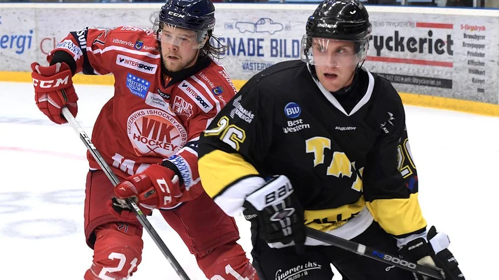 Målskytt. Victor Öhman gjrode ett av VIK:s mål mot Tranås, men det räckte bara till en poäng.