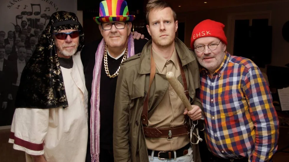 Dr Turban (Roland Sundblad), HBTQ-Sven (Dick Magnusson), Rinna-Hitler (Jimmy Israelsson) och Albin i Albin och Melker (Mats Lönngren).