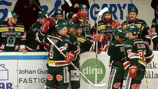 TAIF-jubel. Tingsryd vann matchen med 5-0 efter en strålande start och 1-0-ledning redan efter 28 sekunder. Västervik ligger alltjämt kvar på rätt sida strecket som innebär spel i HockeyAllsvenskan nästa säsong.