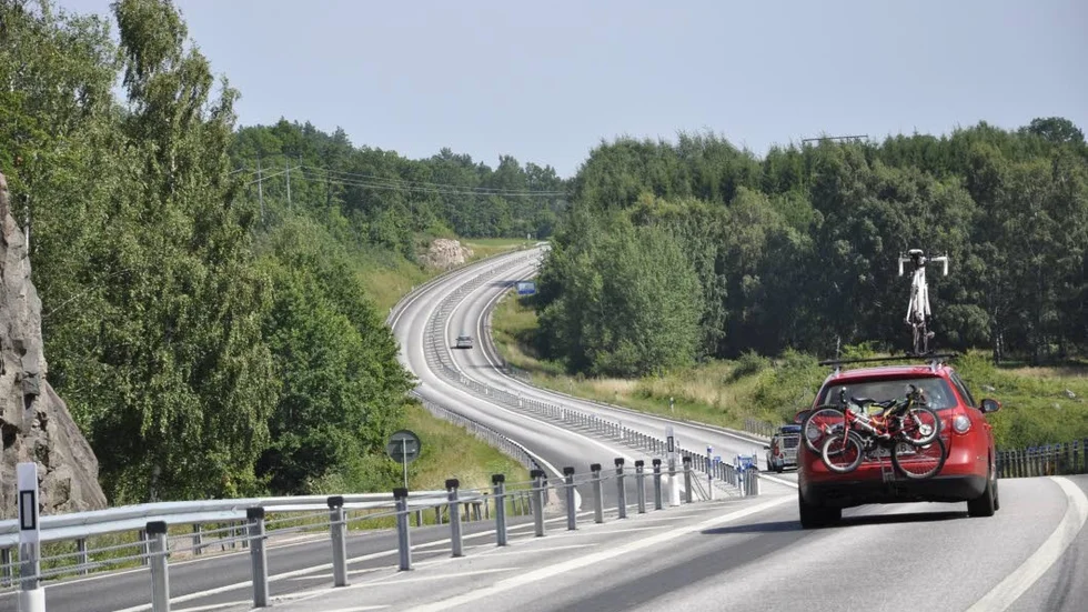 Bilen fick stopp på E22. Bilden tagen på annan sträcka av E22 och vid ett annat tillfälle.