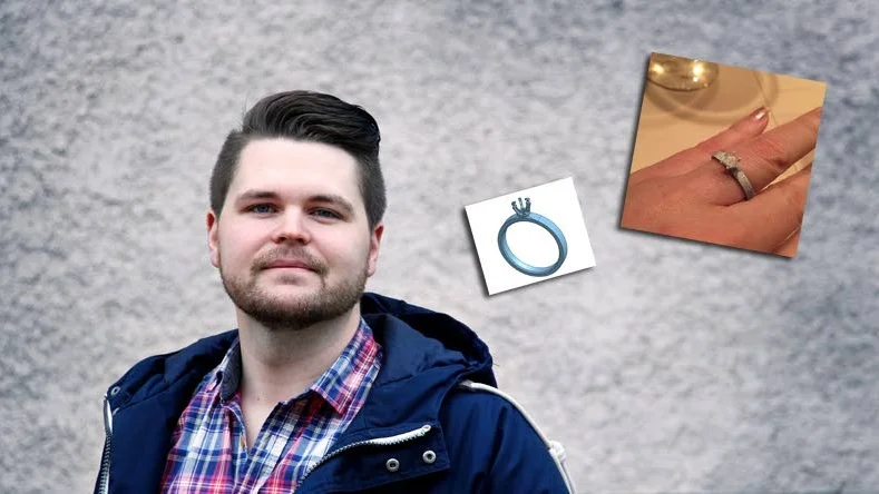 Niklas Österberg 3D-printade en ring till sin sambo.