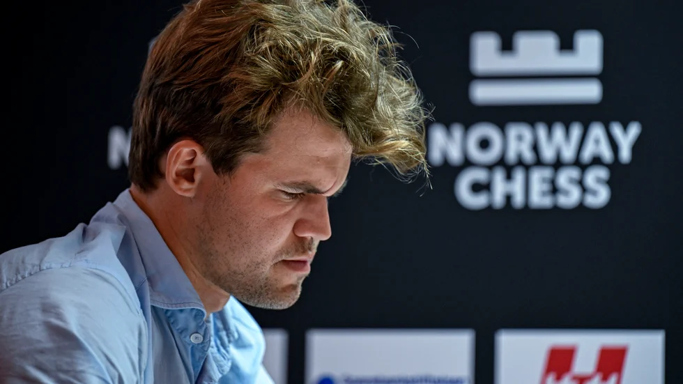Magnus Carlsen under Norway Chess 2024 i somras.