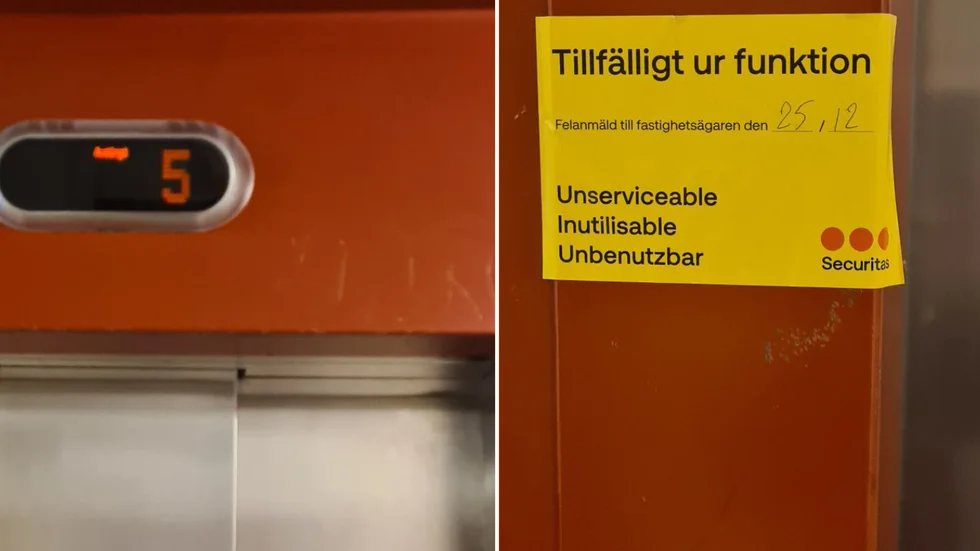 Hissen på Torggatan 46 är ur funktion.