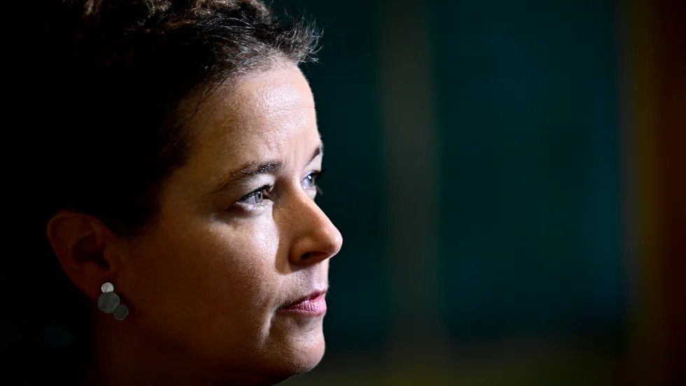 Miljöpartiets språkrör Amanda Lind när Klimatpolitiska rådet presenterar sin rapport om regeringens samlade klimatpolitik.