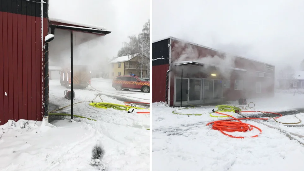 Så såg det ut på platsen under släckningsarbetet.
