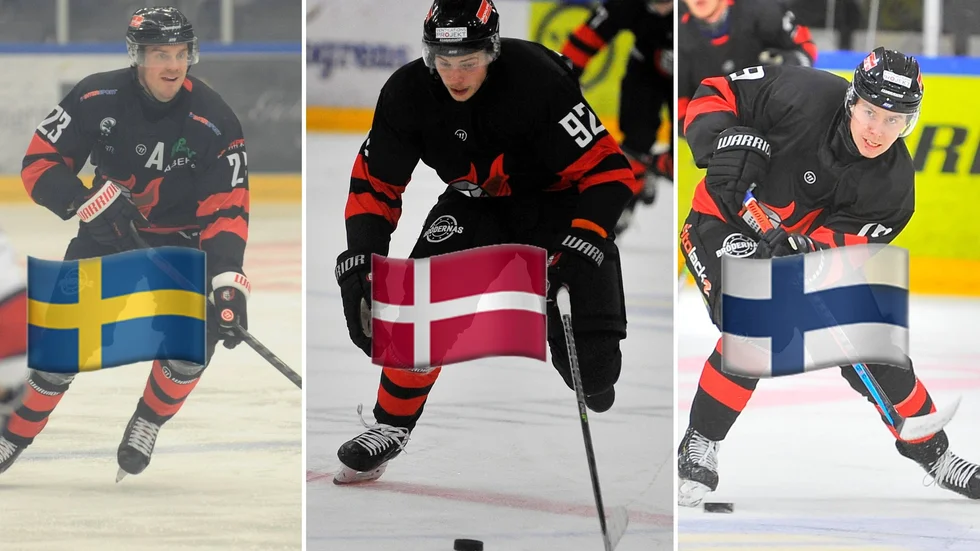 Nyköpings SK Nordentrio som när de återförenades i samma femma mot Linden producerade rejält: Albin Ivarsson Hamberg, Sören Dietz Larsen och Alex Levänen.