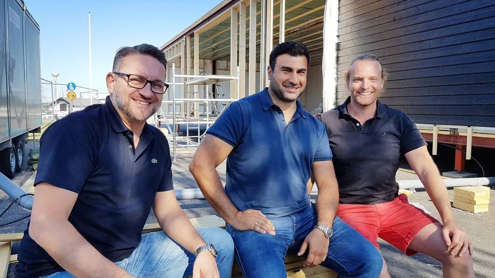 Morgan Jonsson, Robert Ertas och Robin Wickenberg ser fram emot att den nya restaurangen i Lindö öppnar i juli.