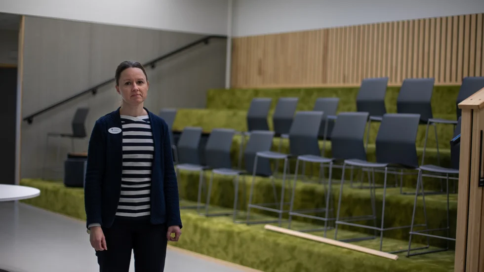 Oxelöskolans rektor Ylva Eriksson var lättad över att det trots torsdagens översvämning gick att bedriva undervisning under fredagen.