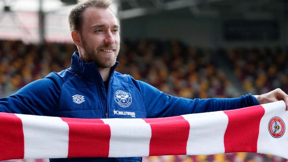 Christian Eriksen kommer att göra Premier League-debut för Brentford på lördagen. Arkivbild.