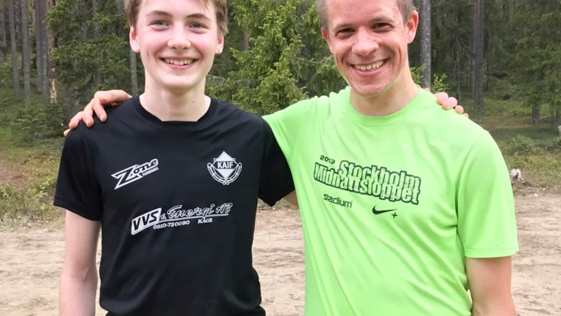 Edvin Faxén, som slutade trea på halvmilen, Jonatan Björnberg, vinnare på 9,4 km.