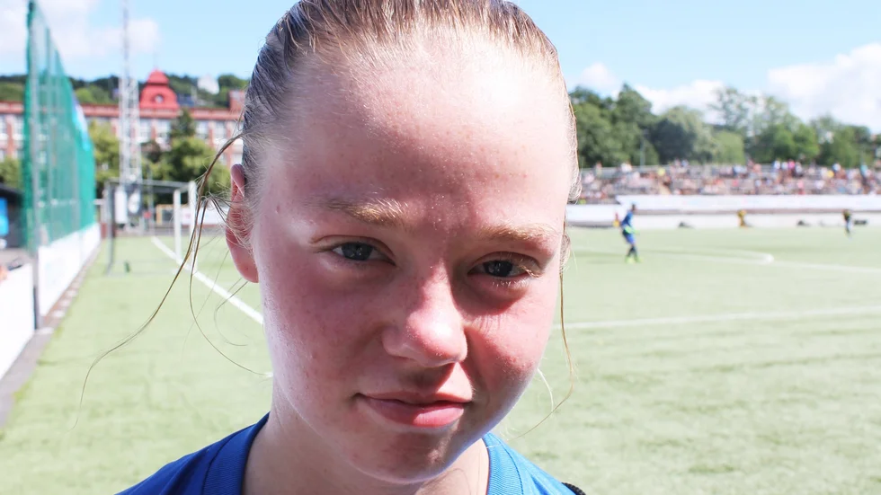 Tröstmål. Sofia Lindfors, Sunnanås målskytt mot Rosengård.
