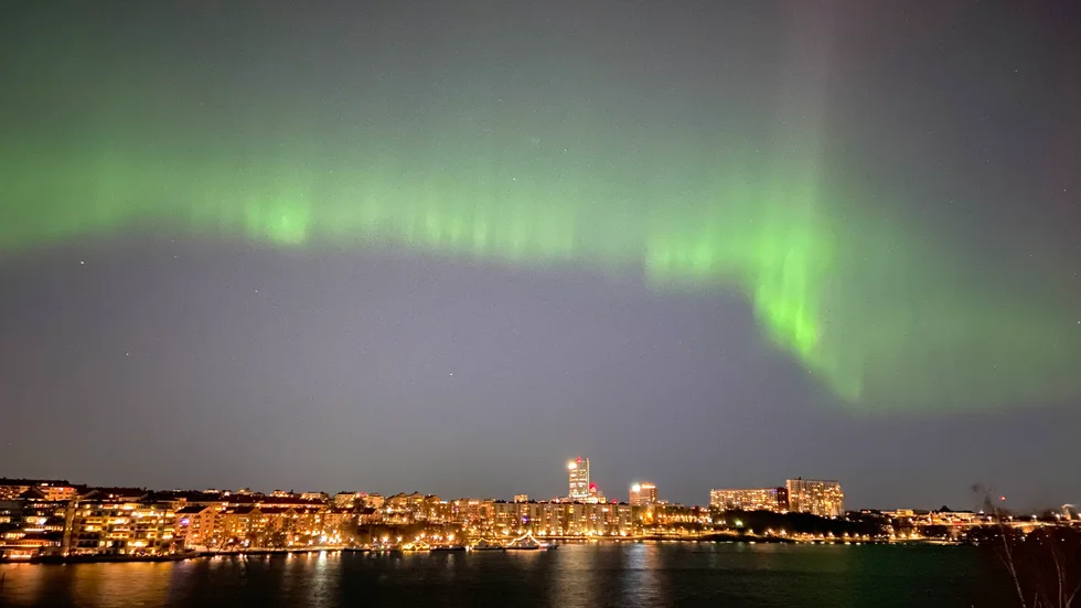 Norrsken över Stockholm och Kungsholmen natten till den 15 januari i år.