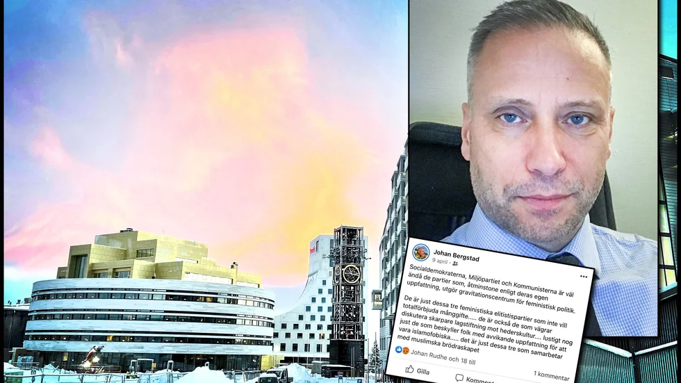 Kirunas nye kommundirektör Johan Bergstad hamnade i hetluften direkt när han kritiserades av den politiska oppositionen, för ett Facebookinlägg.