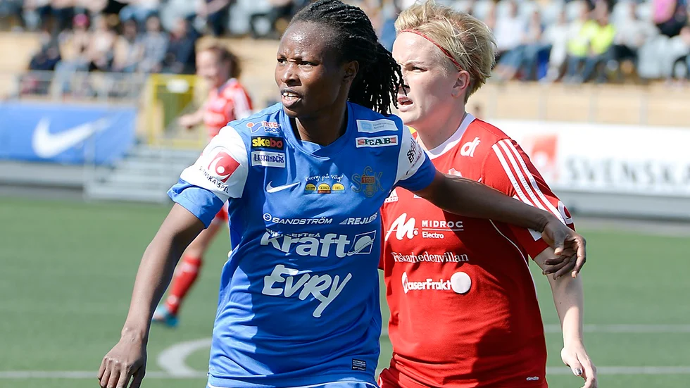 Comeback. I en träningsmatch mot allsvenska Piteå IF fick Perpetua "Peppe" Nkwocha dra på sig Sunnanås tröja ännu en gång.