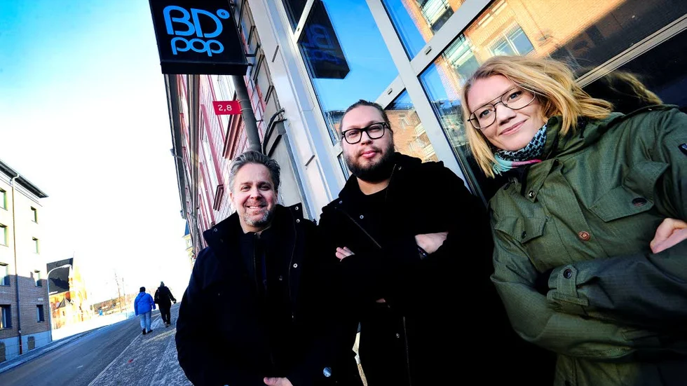 BD Pops VD Pär Soini tillsammans med de nya popkonsulenterna Fredrik "Buffy" Johansson och Elin Grunditz