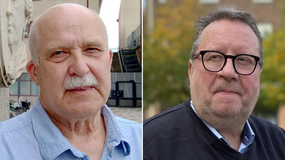 Bo Hellmarks (vänster i bild) dagar som gruppledare för KD kan vara räknade. Detta efter att personalutskottet där Mikael Edlund (S) är ordförande agerat för att ändra reglementet så att man måste sitta i fullmäktige för att kunna vara gruppledare.