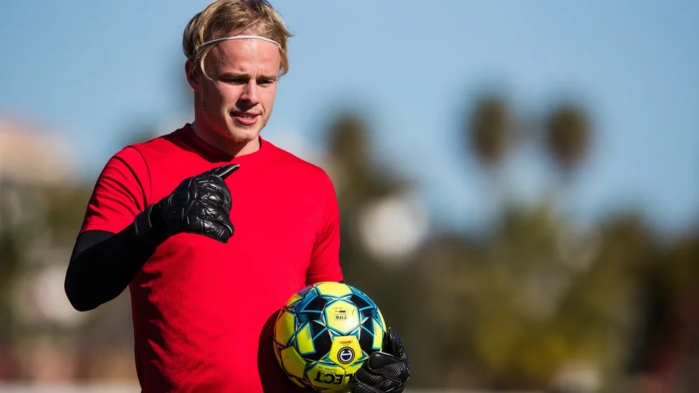 Gustav Nyberg – när han provspelade för allsvenska Sirius under ett läger i Portugal 2019. 