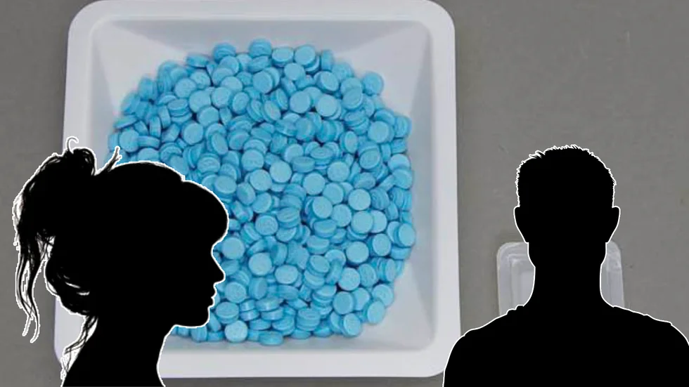 Ett ungt par ertappades med stor mängd narkotikaklassade preparat.