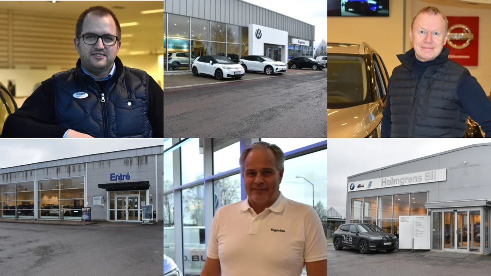 Vimmerby Tidning har intervjuat tre av Vimmerbys största bilhandlare om deras tankar om världsläget. Här syns Daniel Lindström, platschef på Skobes bil, Kenneth Boman, platschef poå Engströms bil och Mikael Carlsson är platschef på Holmgrens bil.