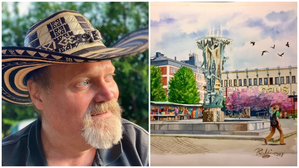 Konstnär Peter Wallin bodde i Enköping under 1999 till 2007. Under de åren hann han måla en hel del – bland annat – Enköpingsmotiv.