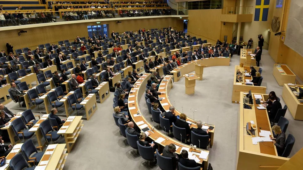 Plenisalen i riksdagen.