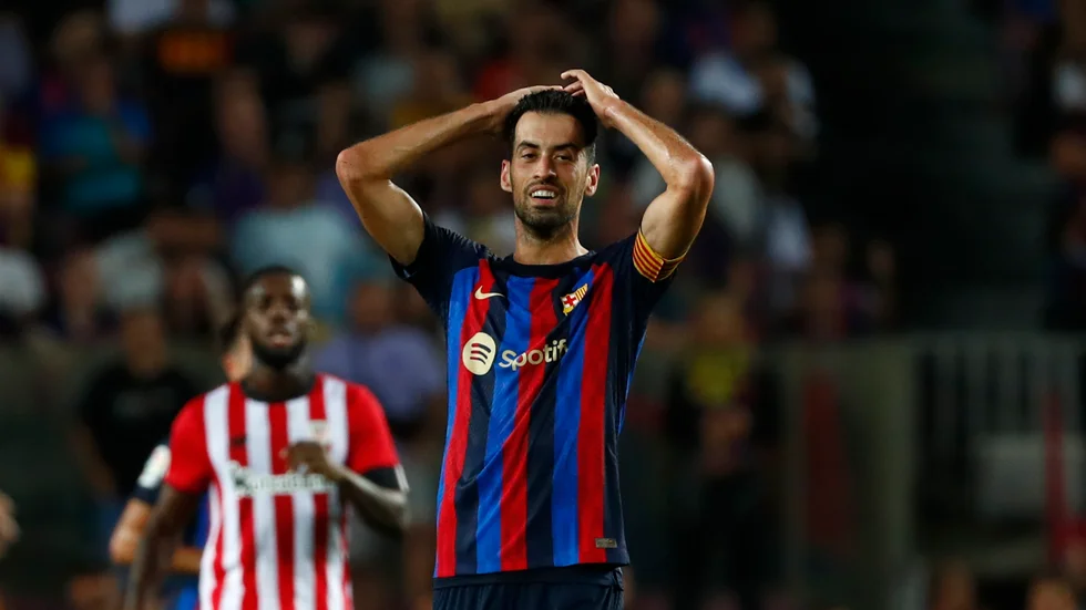 Sergio Busquets & Co i Barcelona är utslaget ur Champions League. Arkivbild.