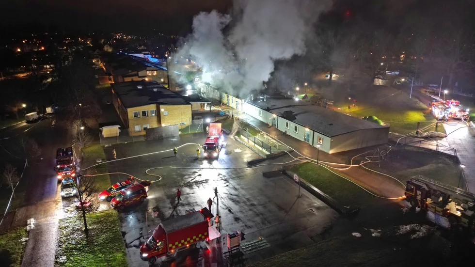 En våldsam brand rasade på Alléskolan i Åtvidaberg på torsdagskvällen.