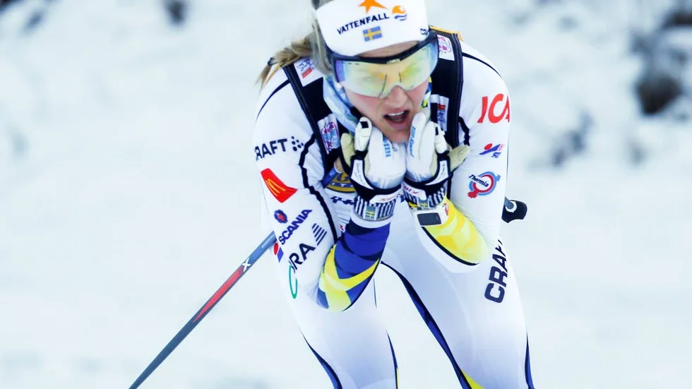 LAGO DI TESERO 2017-01-07 
Tour de Ski. 6 etappe. 10 km klassisk  kvinner felleestart. Stina Nilsson på sin fellesstart.
Foto: Terje Pedersen / NTB scanpix / TT / kod  20520