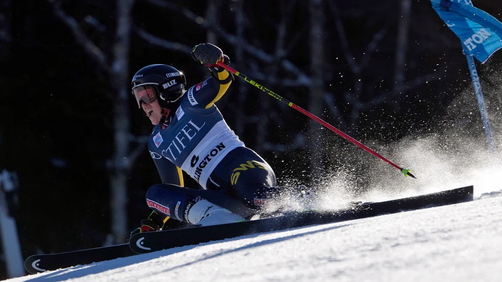 Sara Hector i lördagens storslalomtävling i Killington.