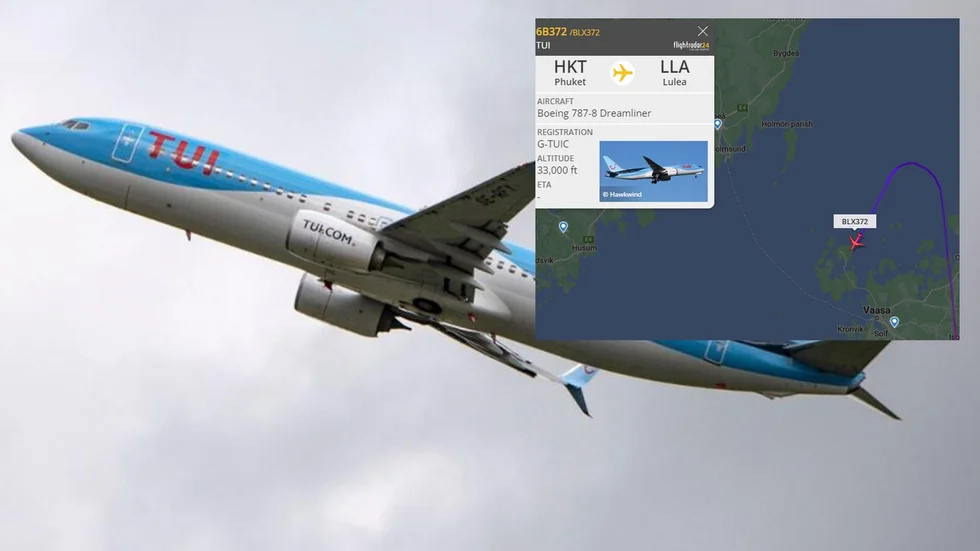  Charterflyget från Thailand till Luleå tvingades vända i höjd med Umeå.