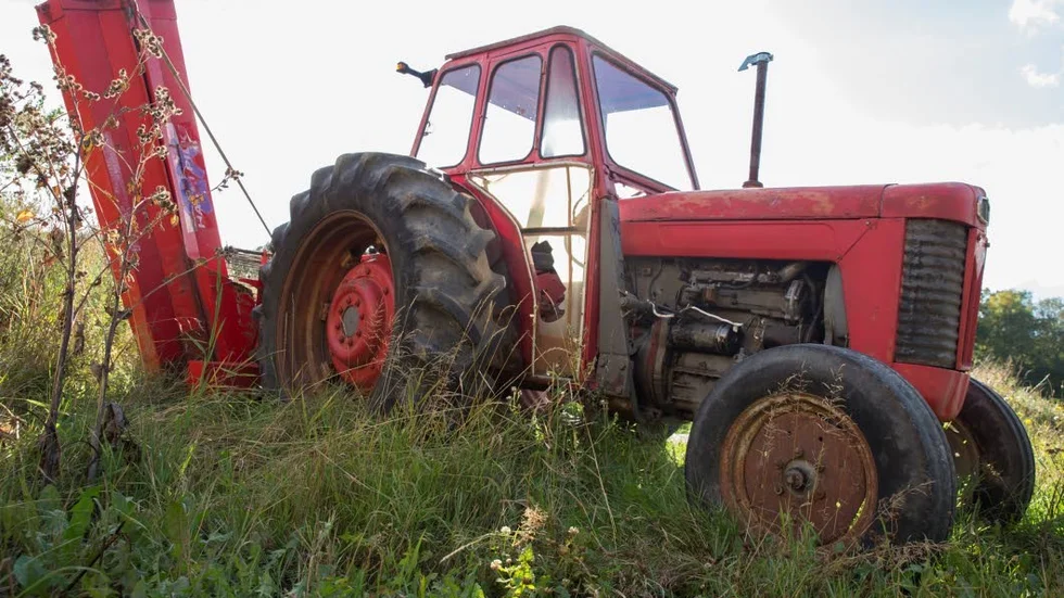 Veteran. Den gamla ombyggda Massey Fergusonen används främst till att klyva ved.