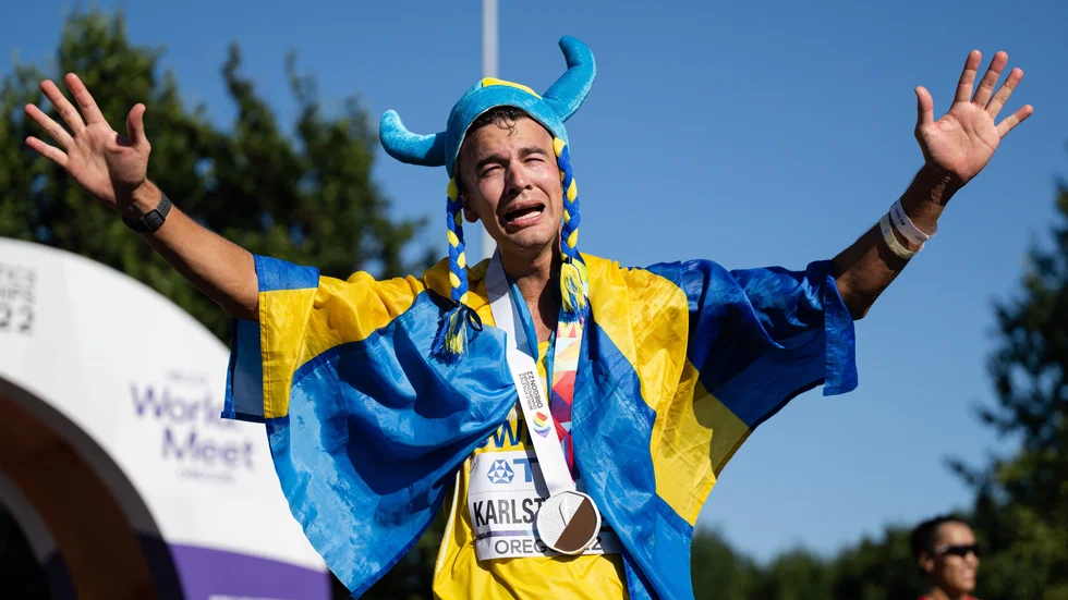 Perseus Karlström efter målgång på 35 kilometer.