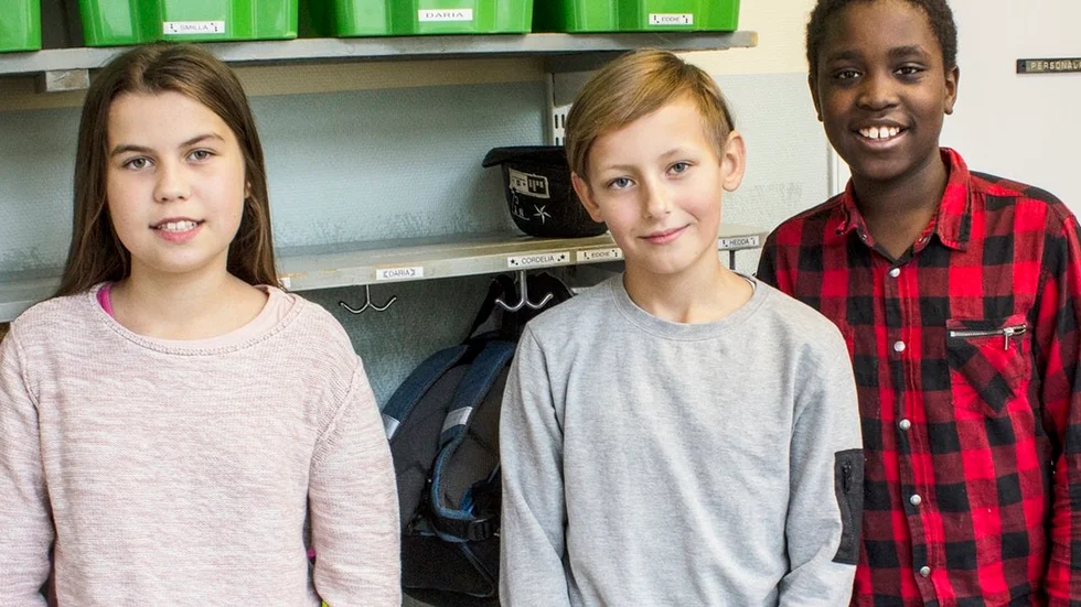 Tone Håkansson, 11, Albin Andersson, 11, och Marvel Idemudia, 10, går i årskurs fem på Kyrkskolan i Mellösa.