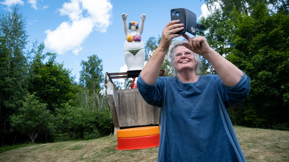 Sissi Stahli tog en selfie med sin Trudy när hon var tillbaka på sin plats igen.