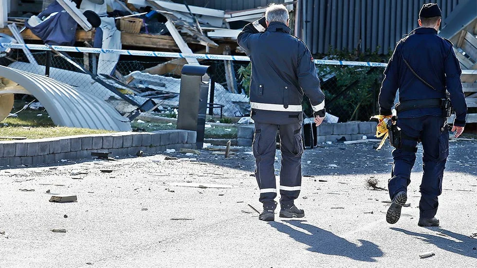 Sprängdådet inträffade på kvällen den 31 mars i år. Polisen har ännu ingen misstänkt.