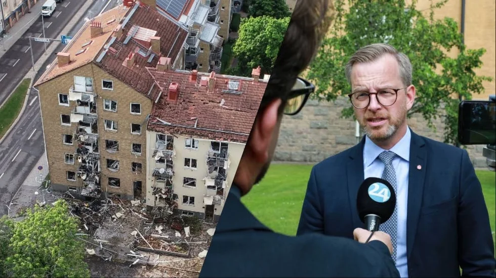 "Ådalagatan är ett tydligt exempel på nutidens nyhetsbevakning, från den mest intensiva direktbevakningen, där våra reportrar var först på plats efter explosionen, till de nära reportagen om de boende som har fått flytta tillbaka till sina lägenheter." skriver Christer Kustvik. Bilden är ett montage. Till höger intervjuas inrikesministern Mikael Damberg av Corren när han besökte Ådalagatan.