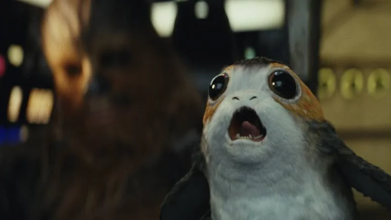 Skrik av fasa. Chewbacca råkar ha fått in några porgs, små bevingade djur, i hytten på Millennium Falcon. Är de söta, eller ett skäl att hata "Star wars: the last jedi"?