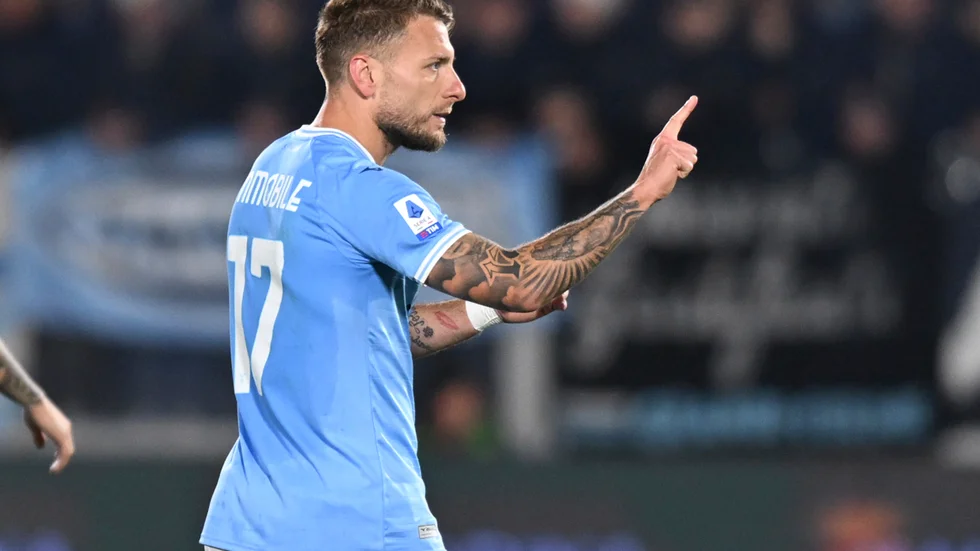 Lazios Ciro Immobile firar sitt mål i samband med veckans match mot Spezia på bortaplan.