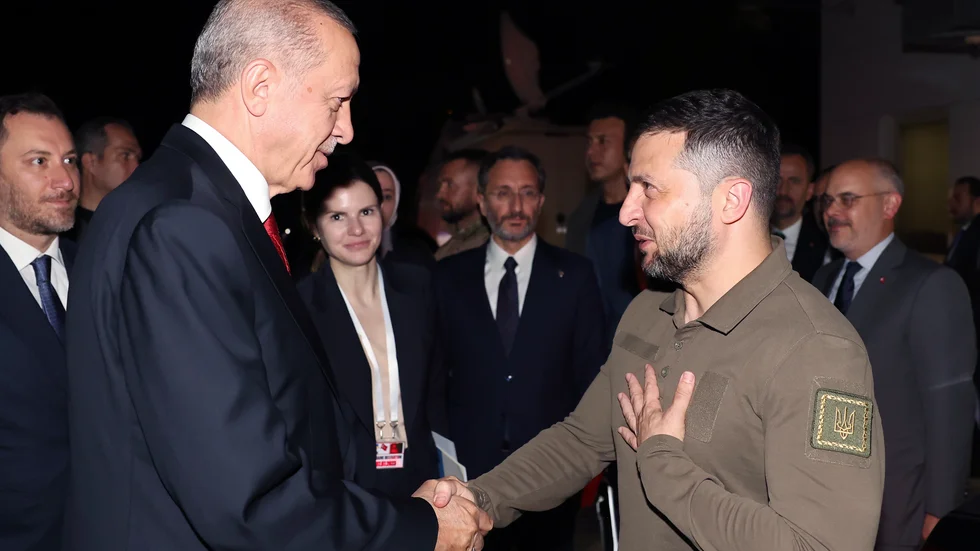 Turkiets president Recep Tayyip Erdogan och Ukrainas president vid mötet i Istanbul.