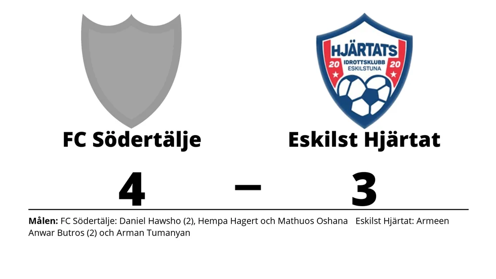 FC Södertälje vann mot Eskilstuna Hjärtats IK