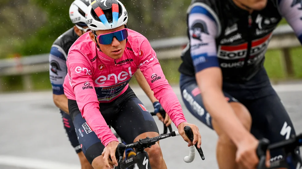 Remco Evenepoel föll när en hund sprang över vägen under Giro d'Italia.