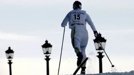Charlotte Kalla var nöjd - efter att ha åkt ut i semifinalen. Foto: scanpix