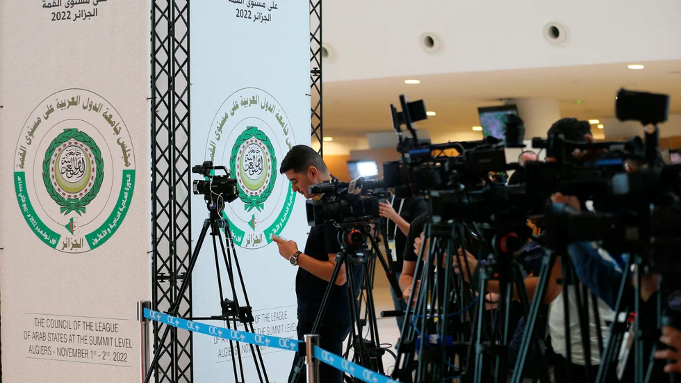 Medierepresentanter på ett toppmöte i Algeriets huvudstad Alger. Arkivbild.